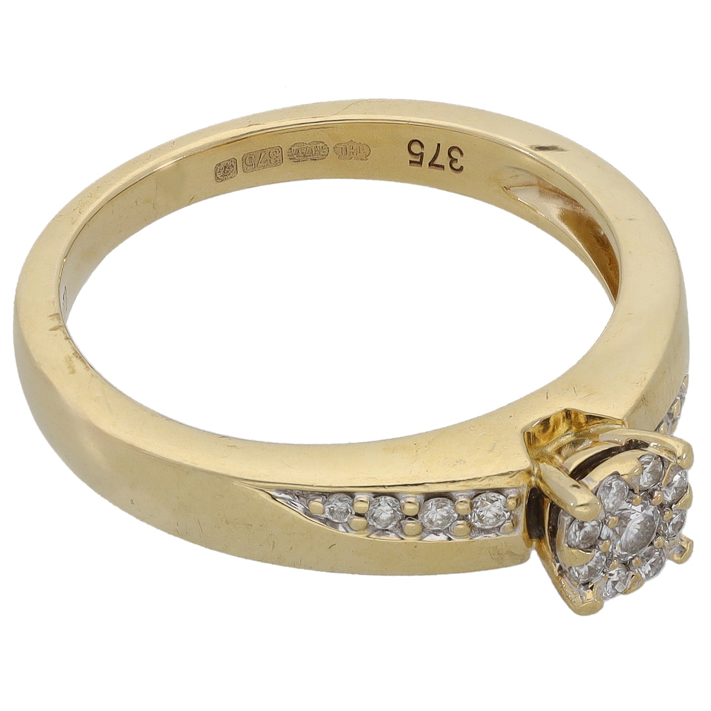 9ct Gold 0.20ct Diamond Dress/Cocktail Ring Size P