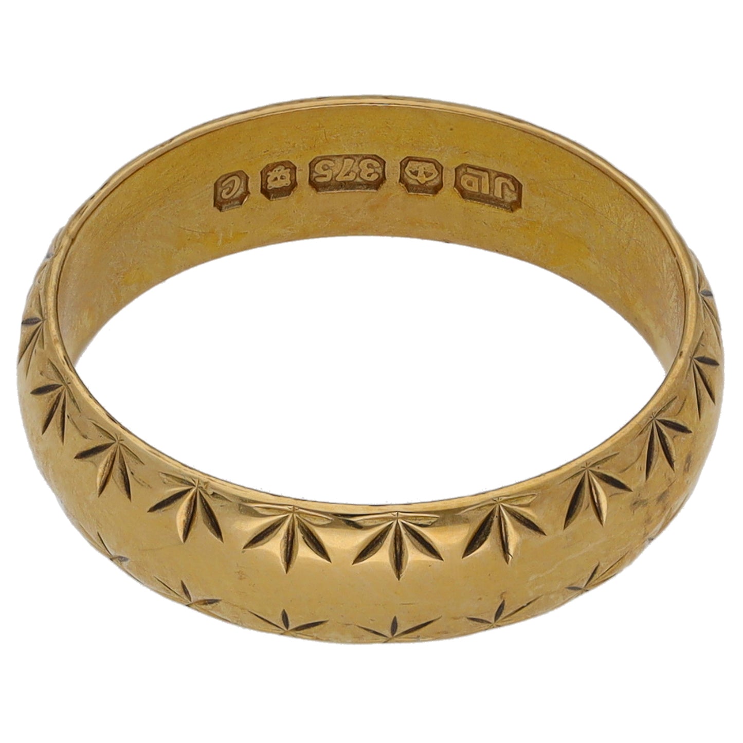 9ct Gold Patterned Wedding Ring Size K
