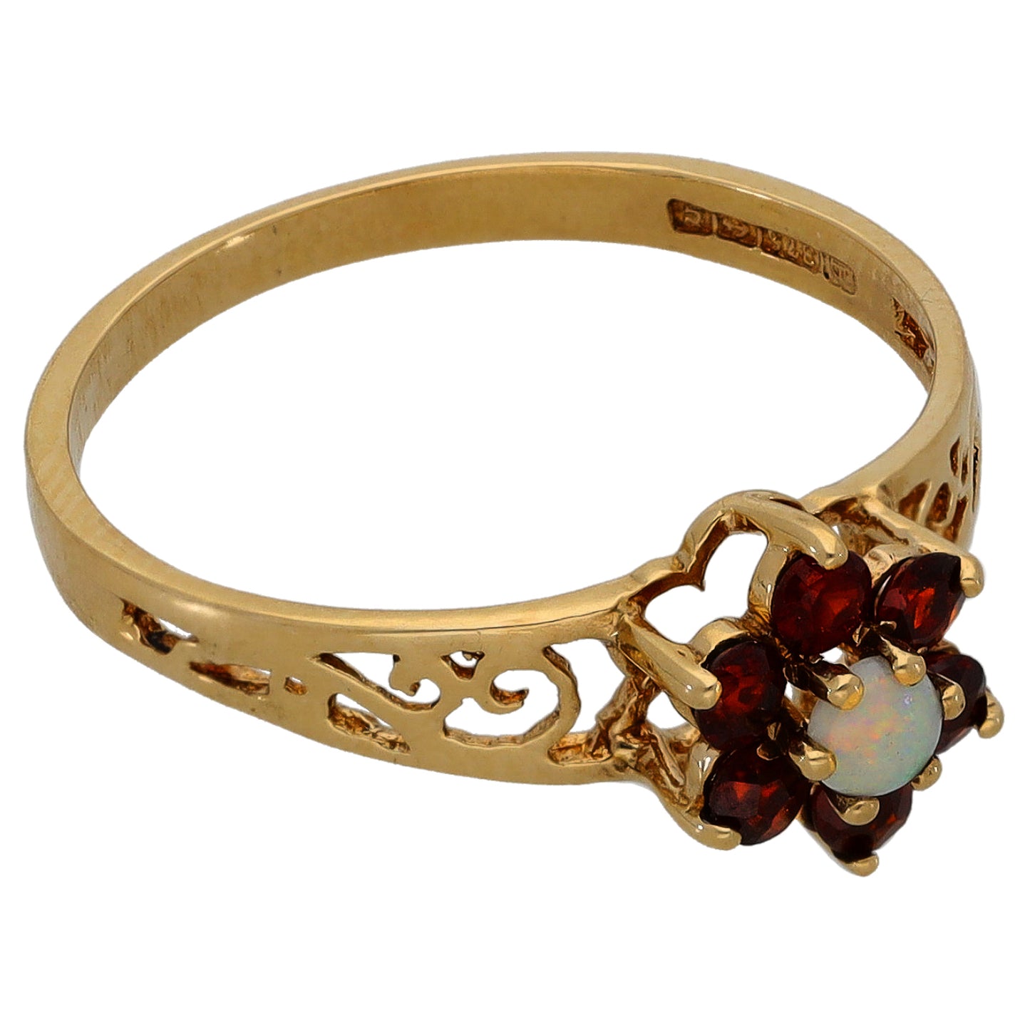 9ct Gold Opal & Garnet Dress/Cocktail Ring Size N