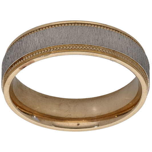 9ct Bicolour Gold Patterned Wedding Ring Size U
