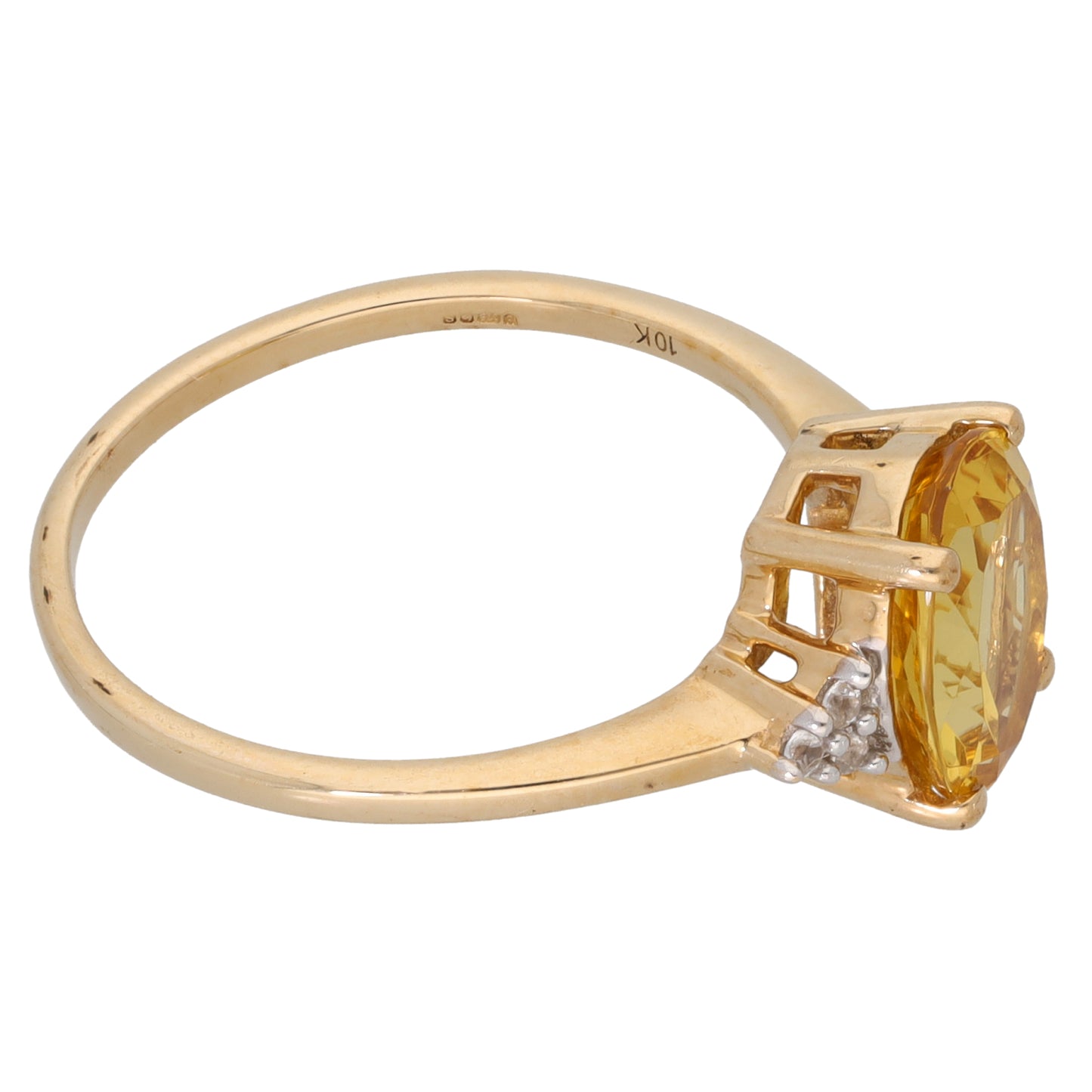 9ct Gold Beryl & Imitation Gems Single Stone Ring with Accent Stones Size P