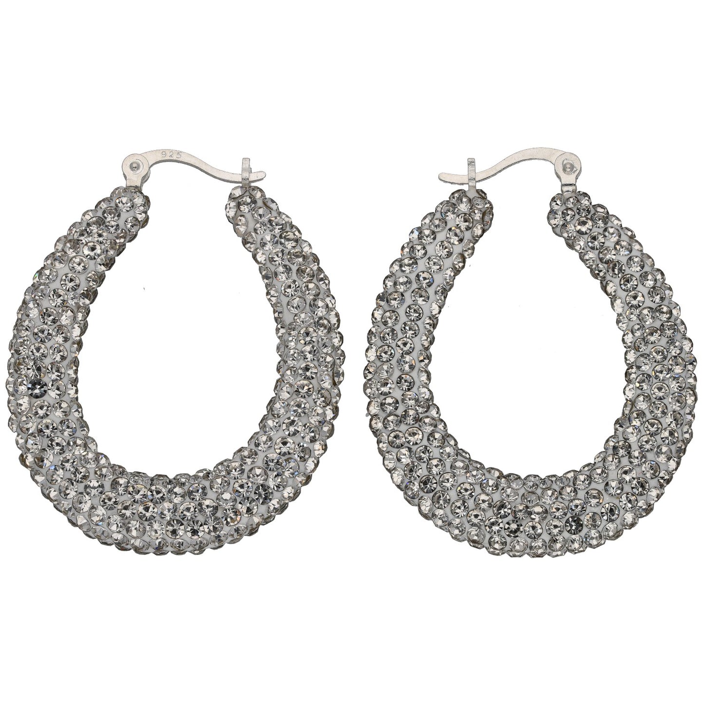 New Sterling Silver Imitation Gems Hoop Earrings