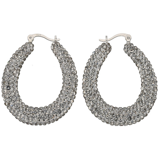 New Sterling Silver Imitation Gems Hoop Earrings