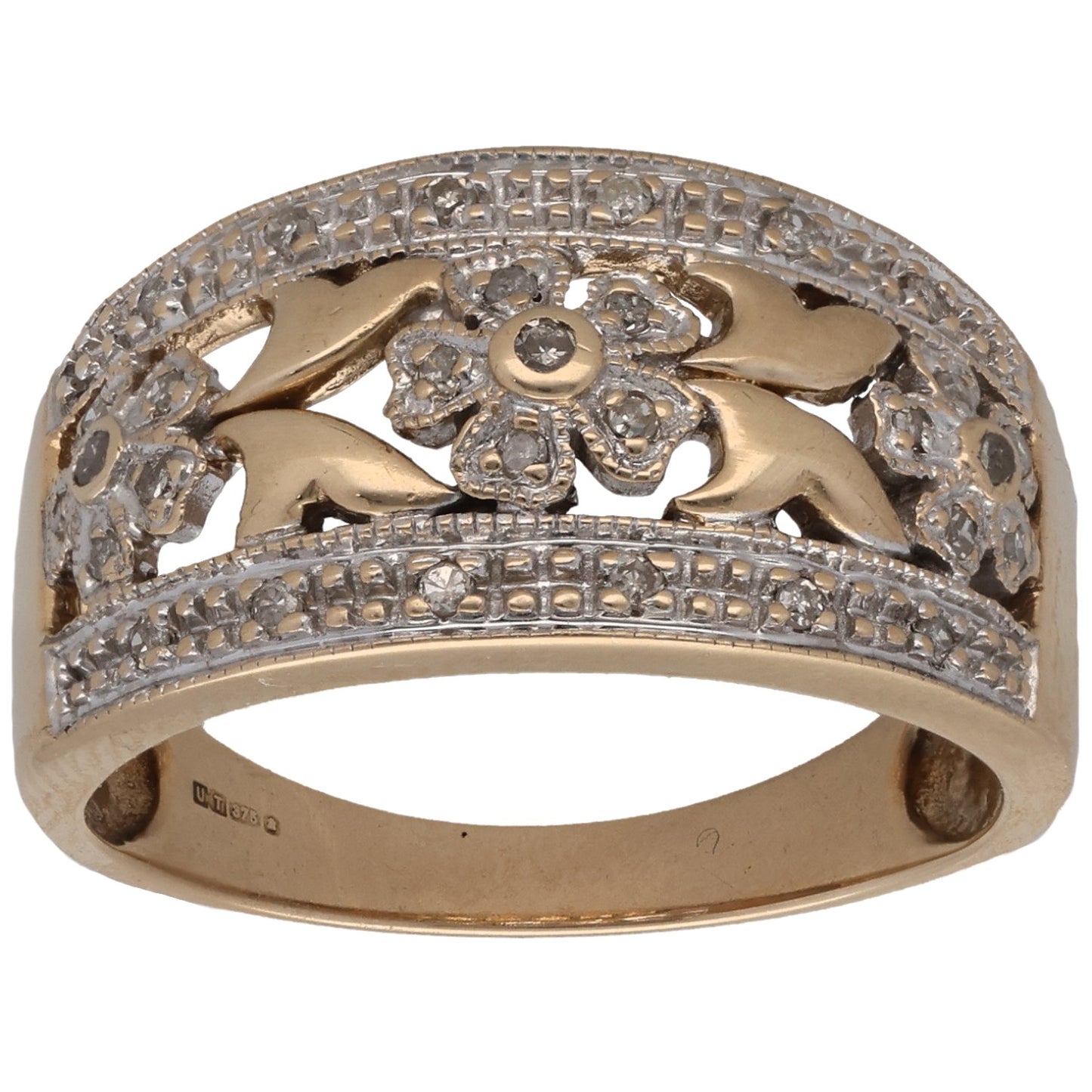9ct Bicolour Gold 0.15ct Diamond Cluster Ring Size P