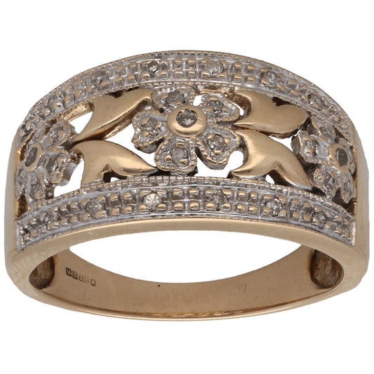 9ct Bicolour Gold 0.15ct Diamond Cluster Ring Size P