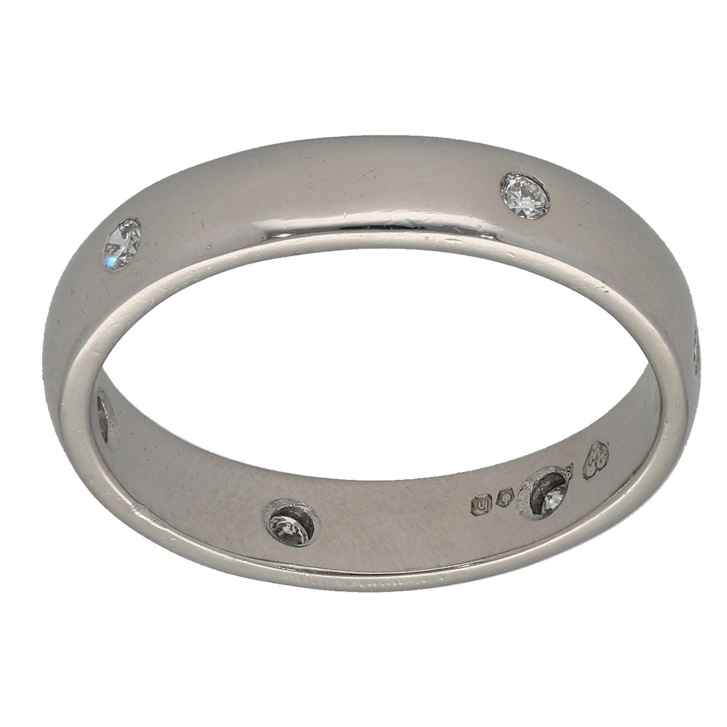 Platinum 0.15ct Diamond Plain Wedding Ring Size P