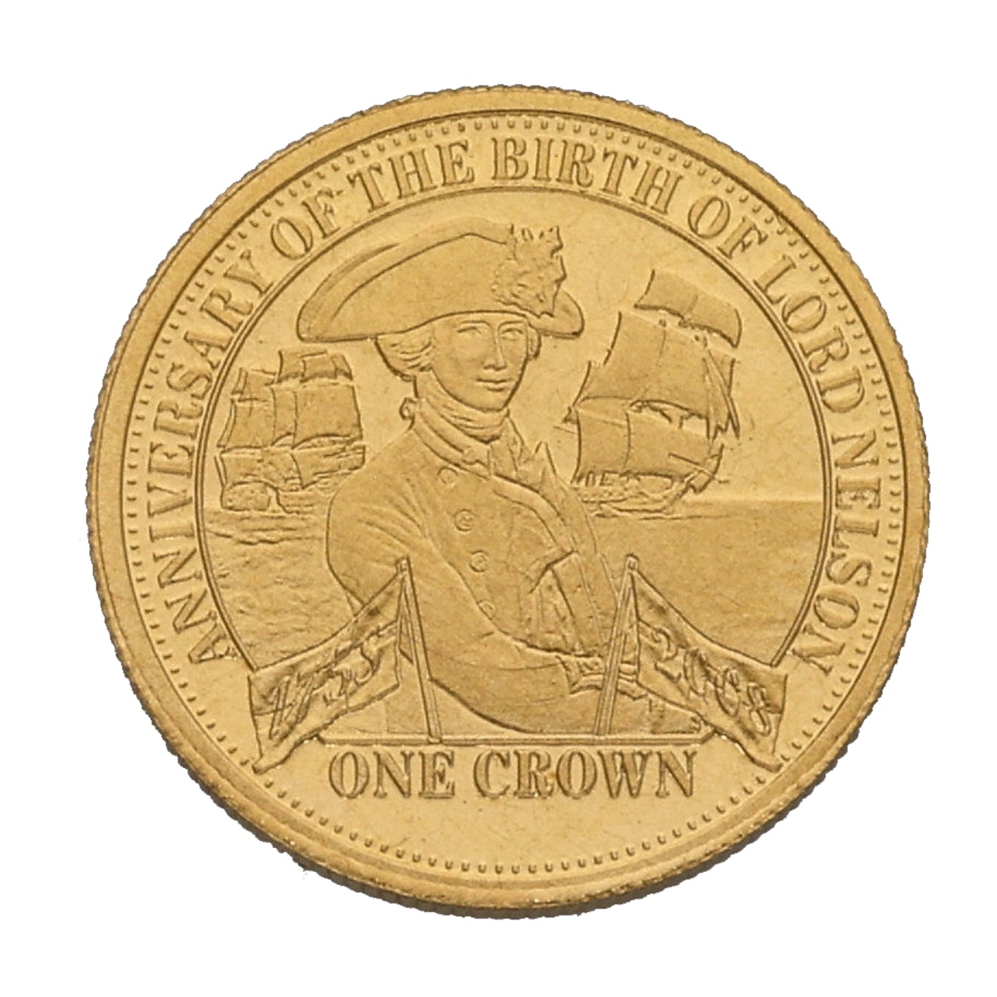 22ct Gold Anniversary Of The Birth Of Lord Nelson One Crown Coin 2008