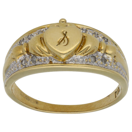 9ct Gold 0.10ct Diamond Initial Ring Size S