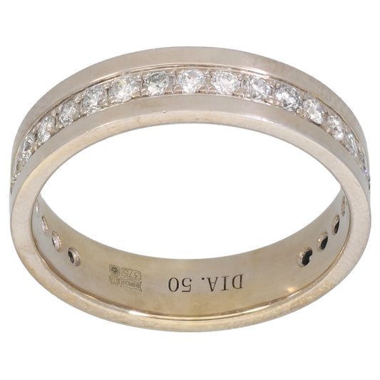 9ct White Gold 0.50ct Diamond Wedding Ring Size M