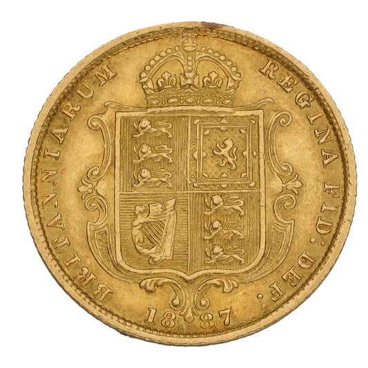 22ct Gold Queen Victoria Half Sovereign Coin 1887
