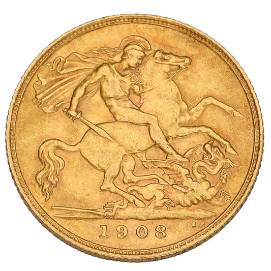 22ct Gold King Edward VII Half Sovereign Coin 1908