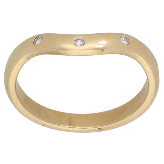9ct Gold 0.03ct Diamond Wishbone Ring Size M