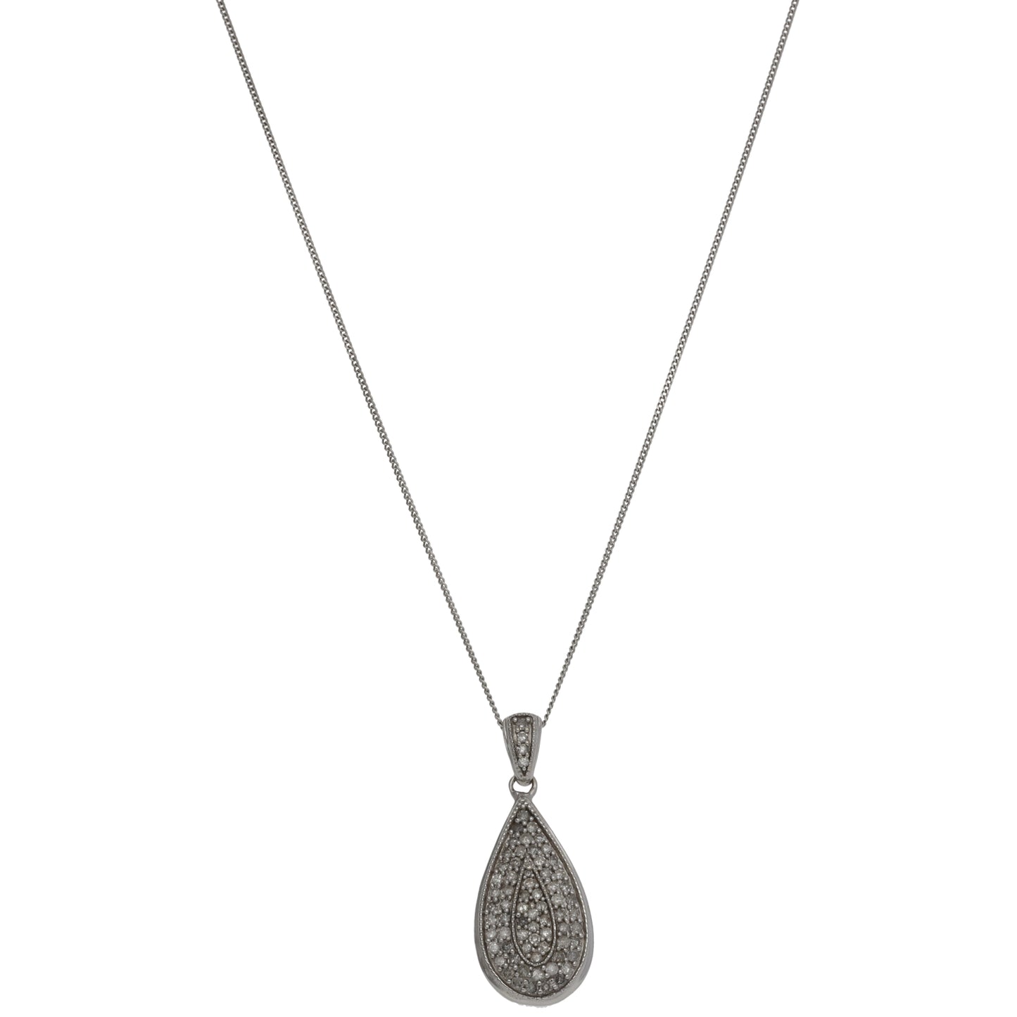 9ct White Gold 0.71ct Diamond Dress/Cocktail Pendant With Chain