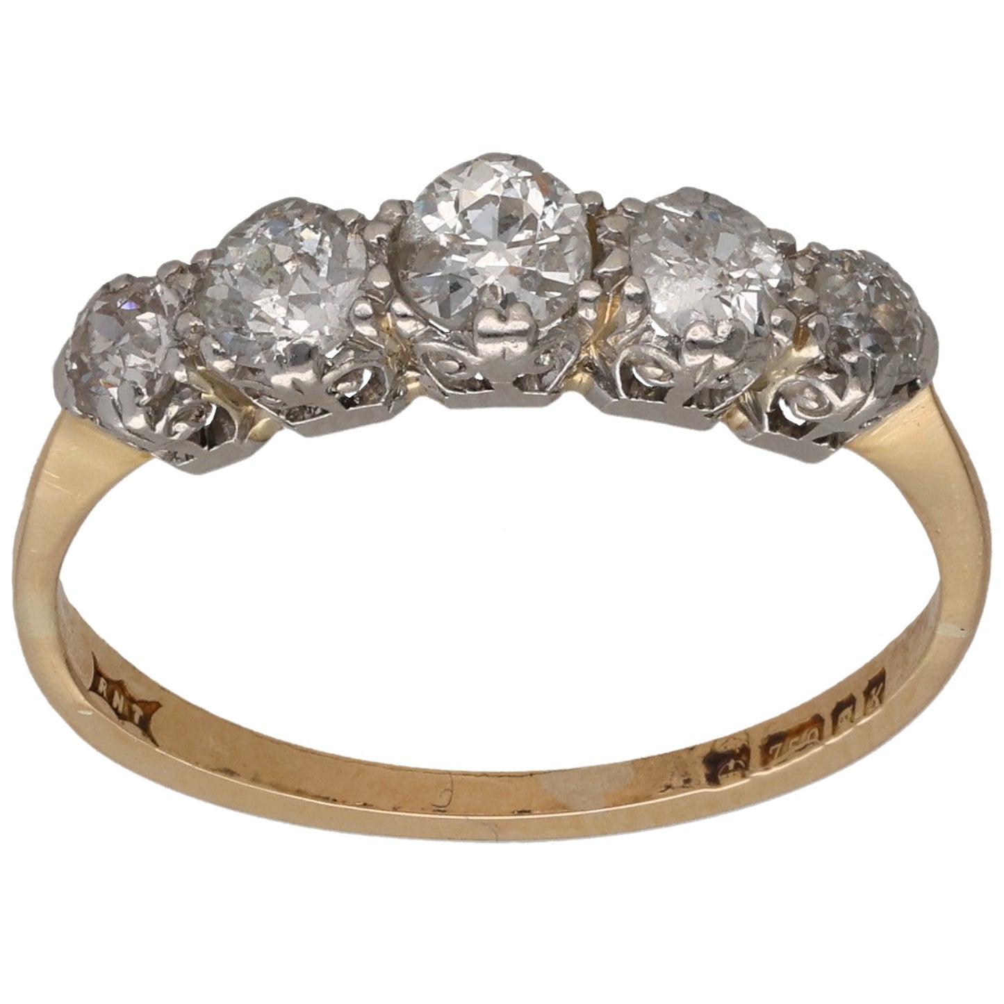 18ct Gold 0.68ct Diamond Half Eternity Ring Size N