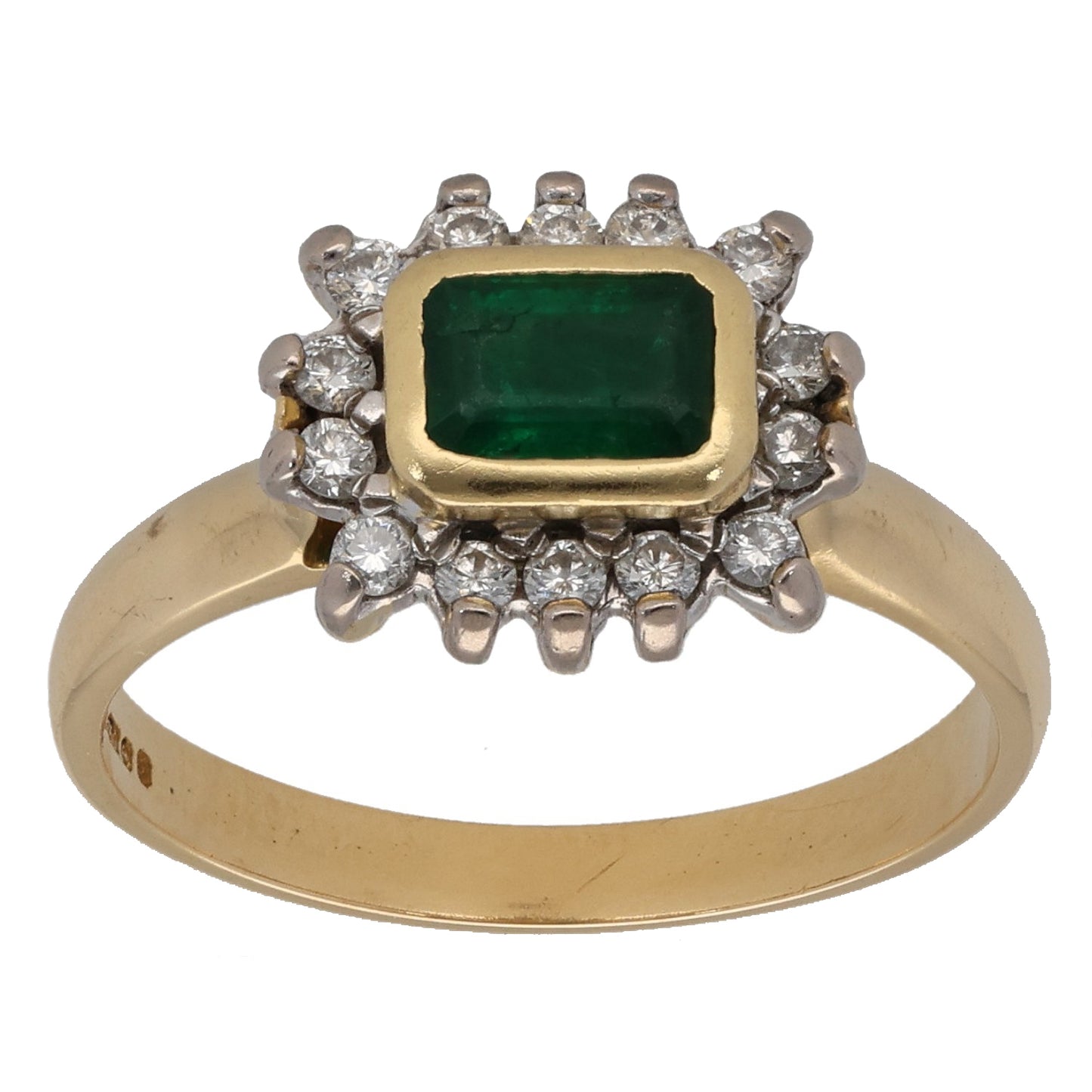 18ct Gold 0.14ct Diamond & Emerald Dress/Cocktail Ring Size N