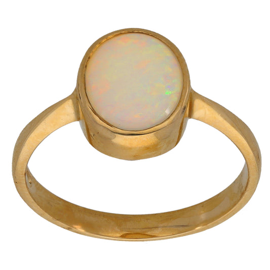 9ct Gold Opal Single Stone Ring Size P