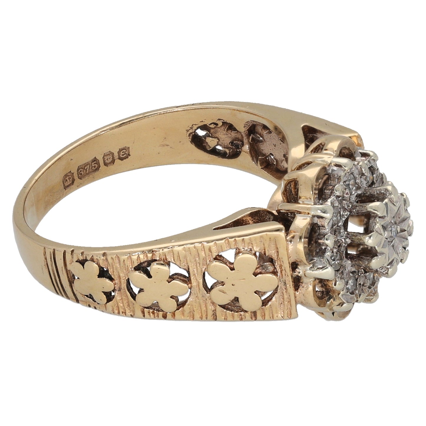 9ct Gold 0.09ct Diamond Cluster Ring Size L