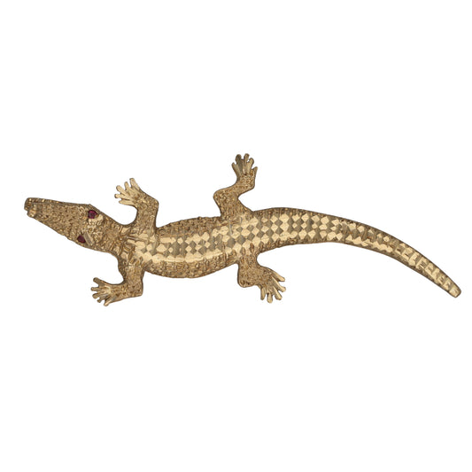 9ct Gold Ruby Crocodile Brooch
