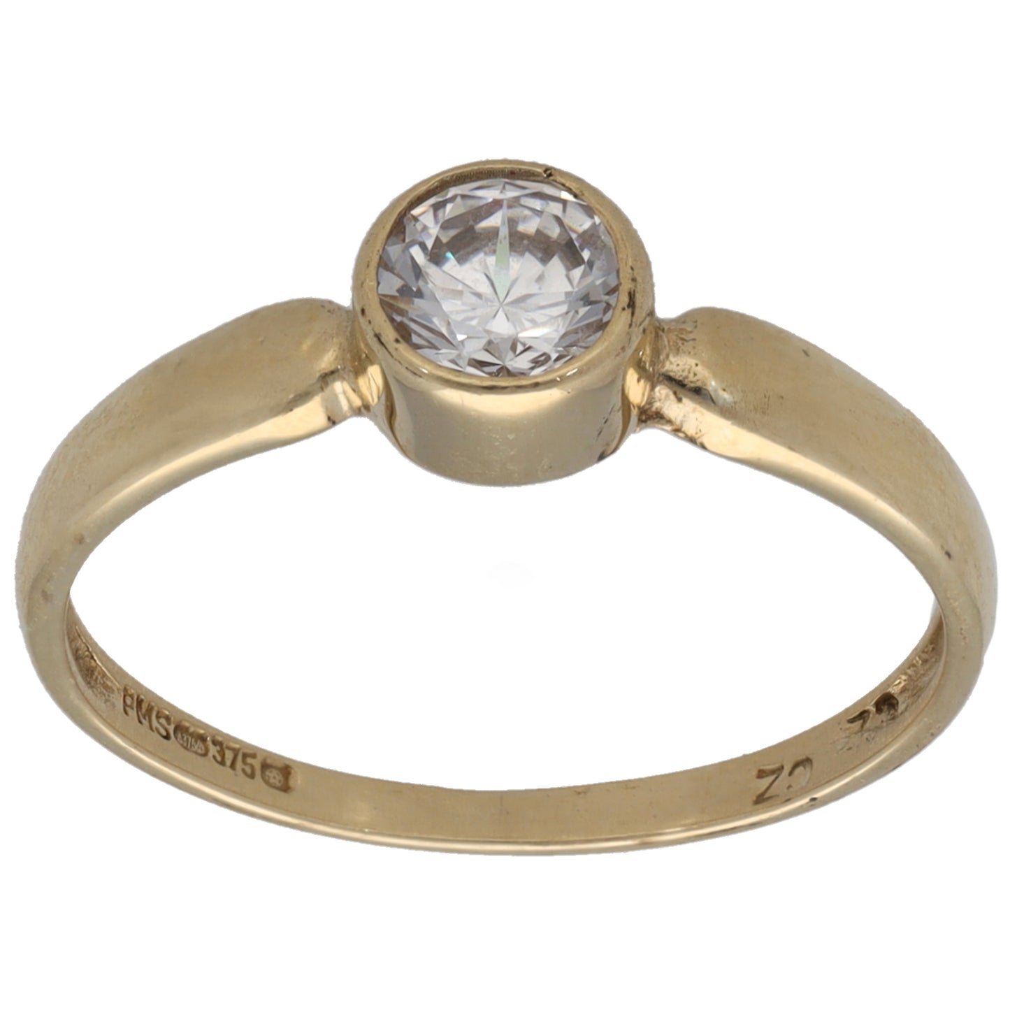9ct Gold Cubic Zirconia Single Stone Ring Size M