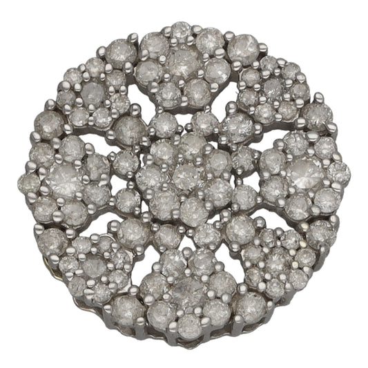 9ct White Gold 0.74ct Diamond Cluster Pendant