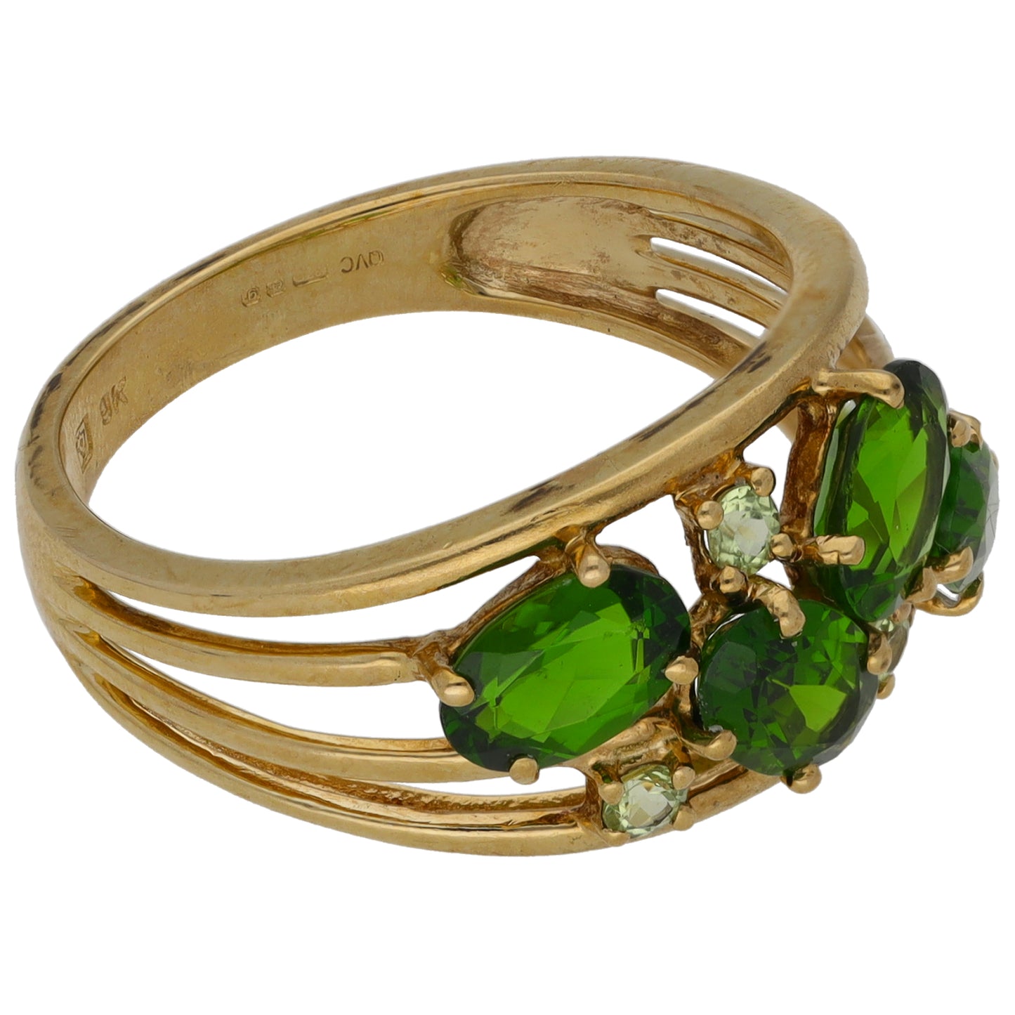 9ct Gold Diopside & Quartz Dress/Cocktail Ring Size N