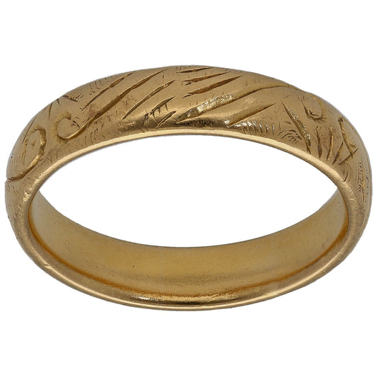 22ct Gold Patterned Wedding Ring Size L
