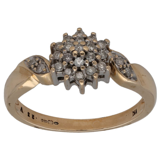 9ct Gold 0.25ct Diamond Cluster Ring Size M