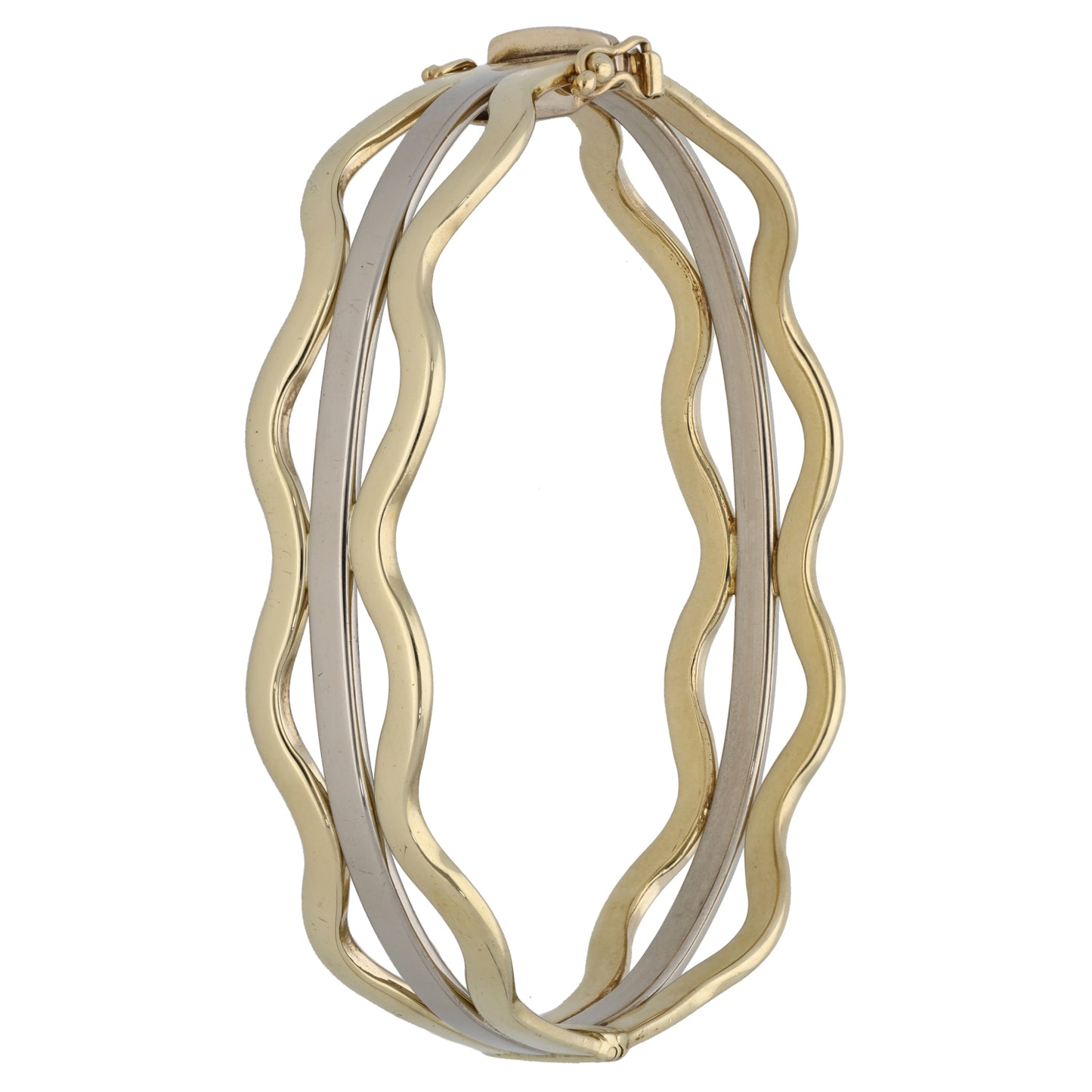 9ct Bi-Colour Gold Hinged/Clasp Bangle