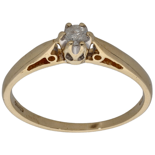 9ct Gold 0.10ct Diamond Solitaire Ring Size L