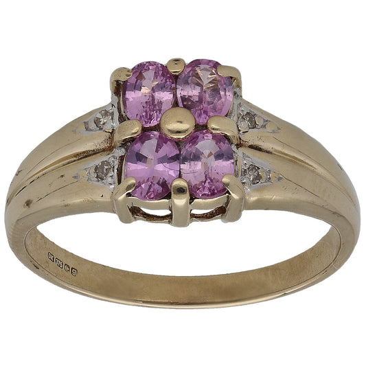 9ct Gold Sapphire & 0.02ct Diamond Dress/Cocktail Ring Size N