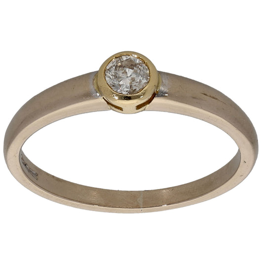 9ct Bi-Colour Gold 0.20ct Diamond Solitaire Ring Size N