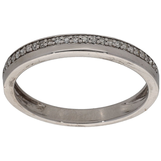 9ct White Gold 0.10ct Diamond Half Eternity Ring Size M