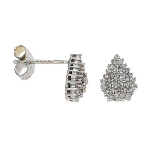 9ct White Gold 0.34ct Diamond Cluster Earrings