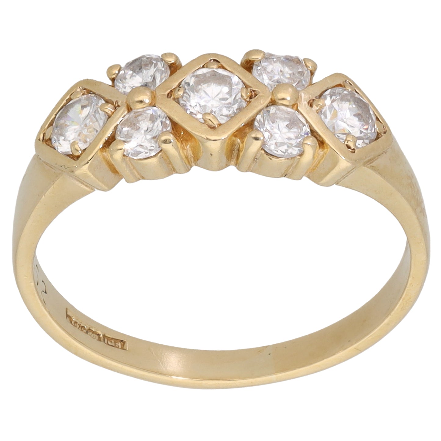 9ct Gold Cubic Zirconia Dress/Cocktail Ring Size P