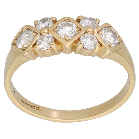 9ct Gold Cubic Zirconia Dress/Cocktail Ring Size P