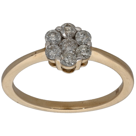 9ct Gold 0.40ct Diamond Cluster Ring Size O