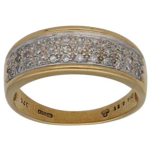 9ct Gold 0.25ct Diamond Dress/Cocktail Ring Size L