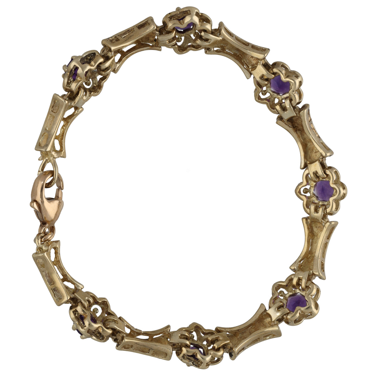 9ct Gold Amethyst Fancy Bracelet