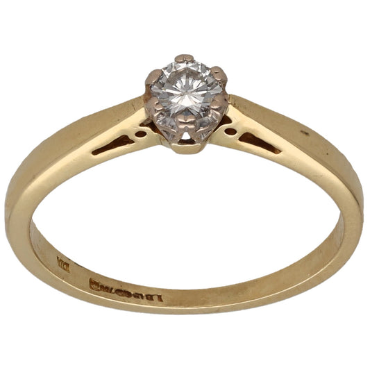 9ct Gold 0.15ct Diamond Solitaire Ring Size K