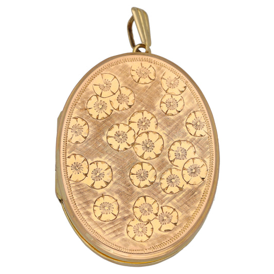 9ct Gold Patterned Locket Pendant