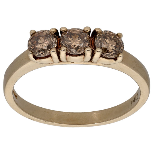 9ct Gold 1.00ct Diamond Trilogy Ring Size P