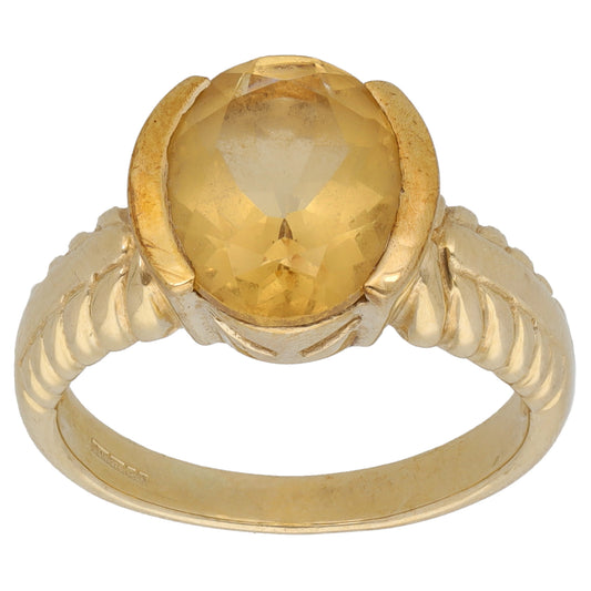 9ct Gold Citrine Single Stone Ring Size N