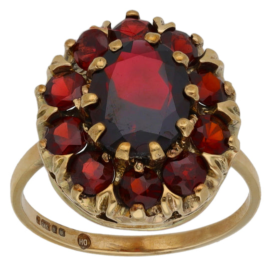 9ct Gold Garnet Dress/Cocktail Ring Size K