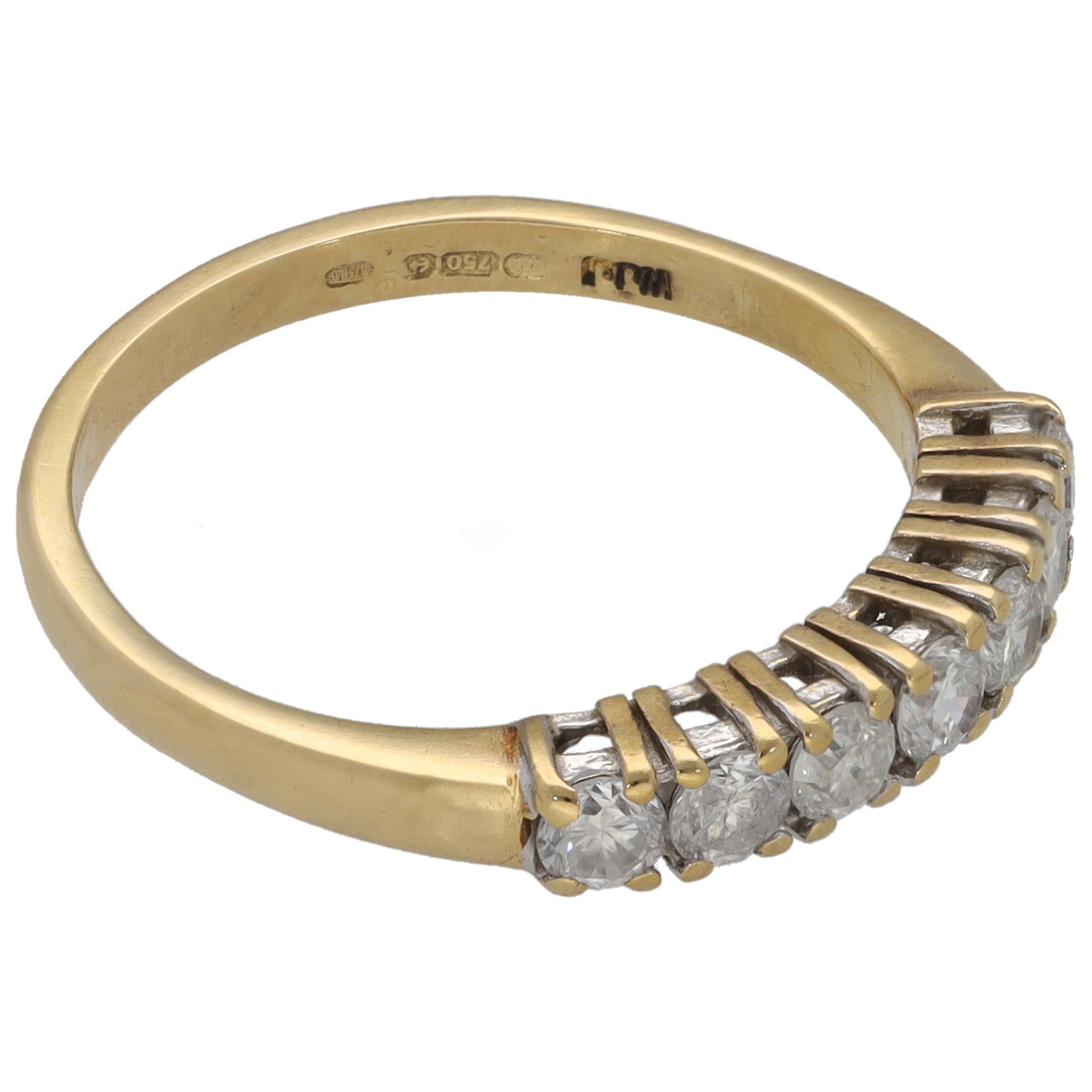 18ct Gold 0.50ct Diamond Half Eternity Ring Size M