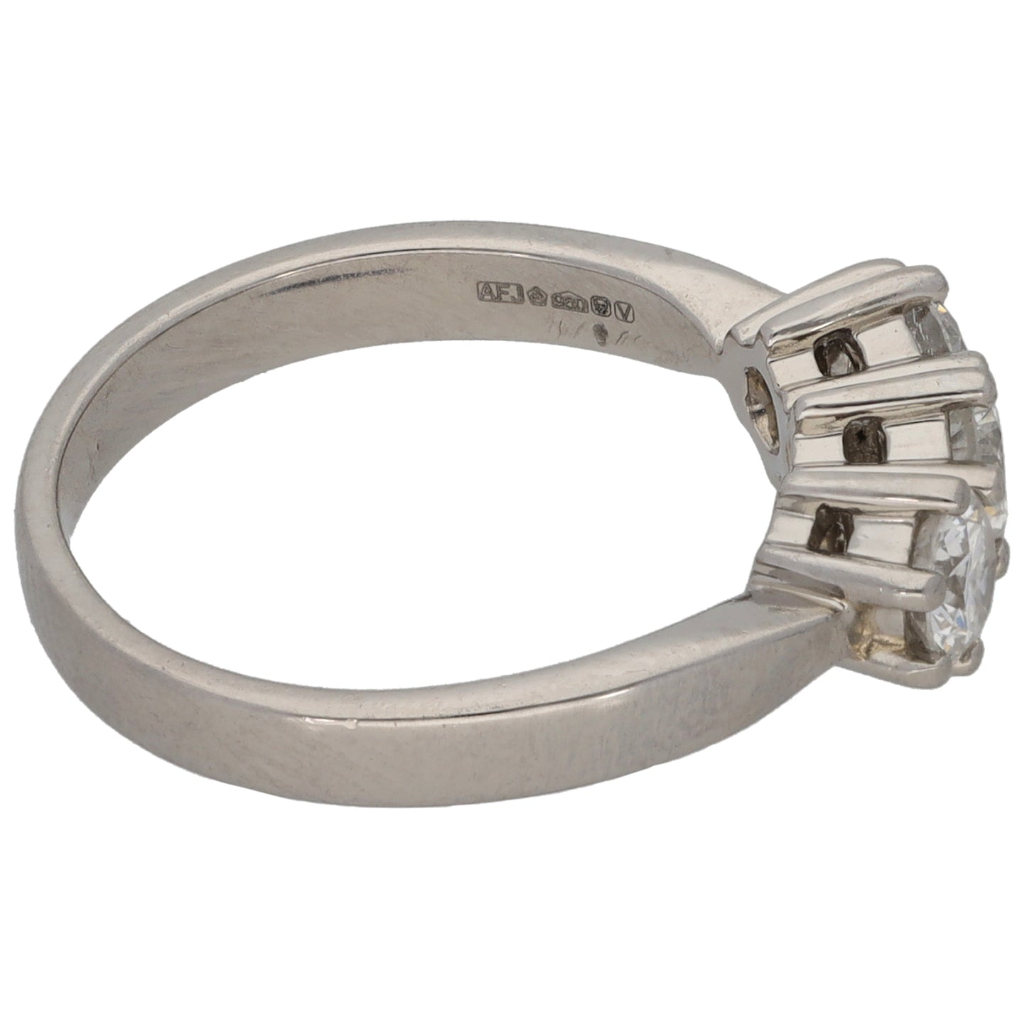 Platinum 0.71ct Diamond Trilogy Ring Size L