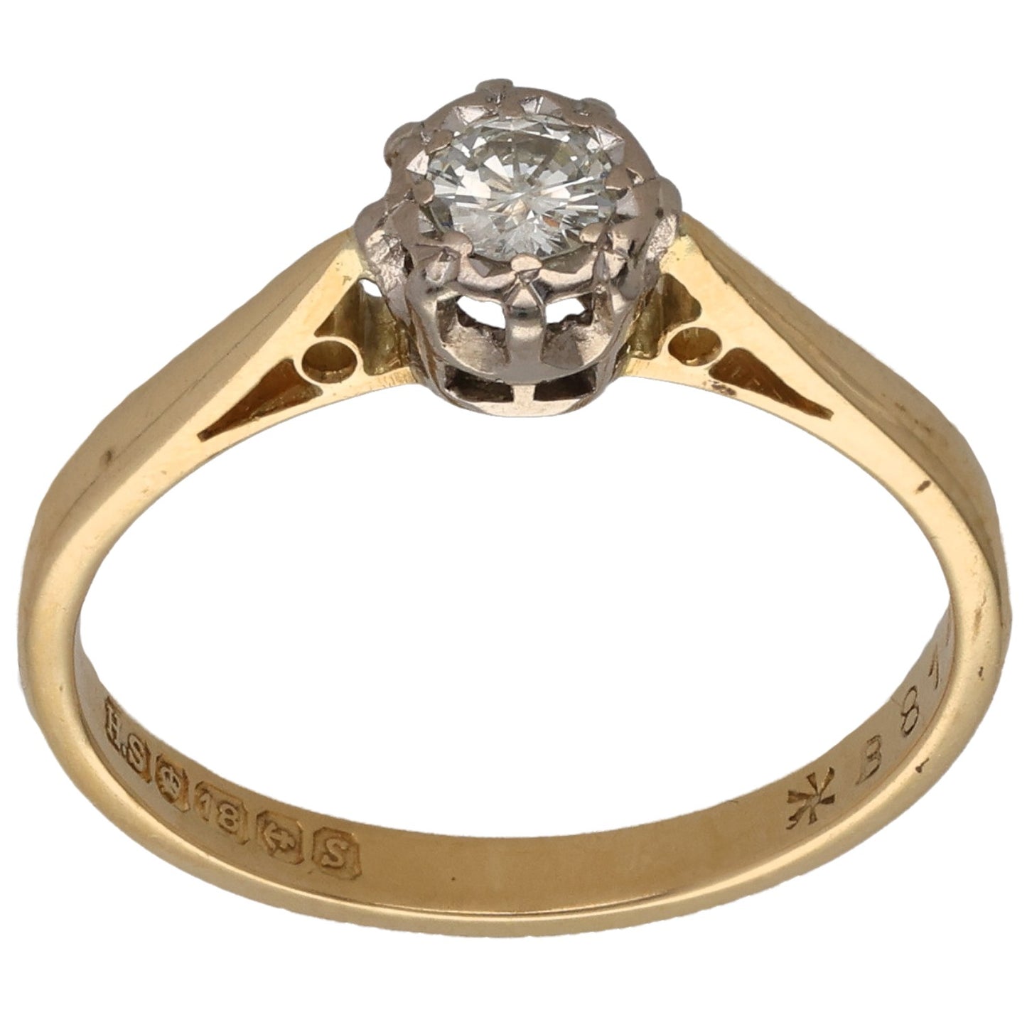 18ct Gold 0.25ct Diamond Solitaire Ring Size N