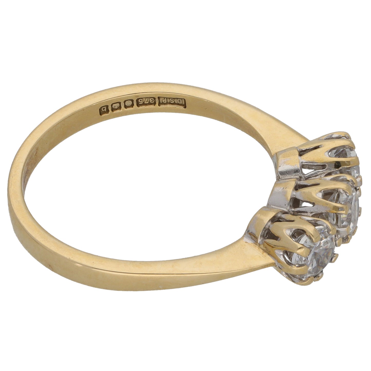9ct Gold Cubic Zirconia Trilogy Ring Size O