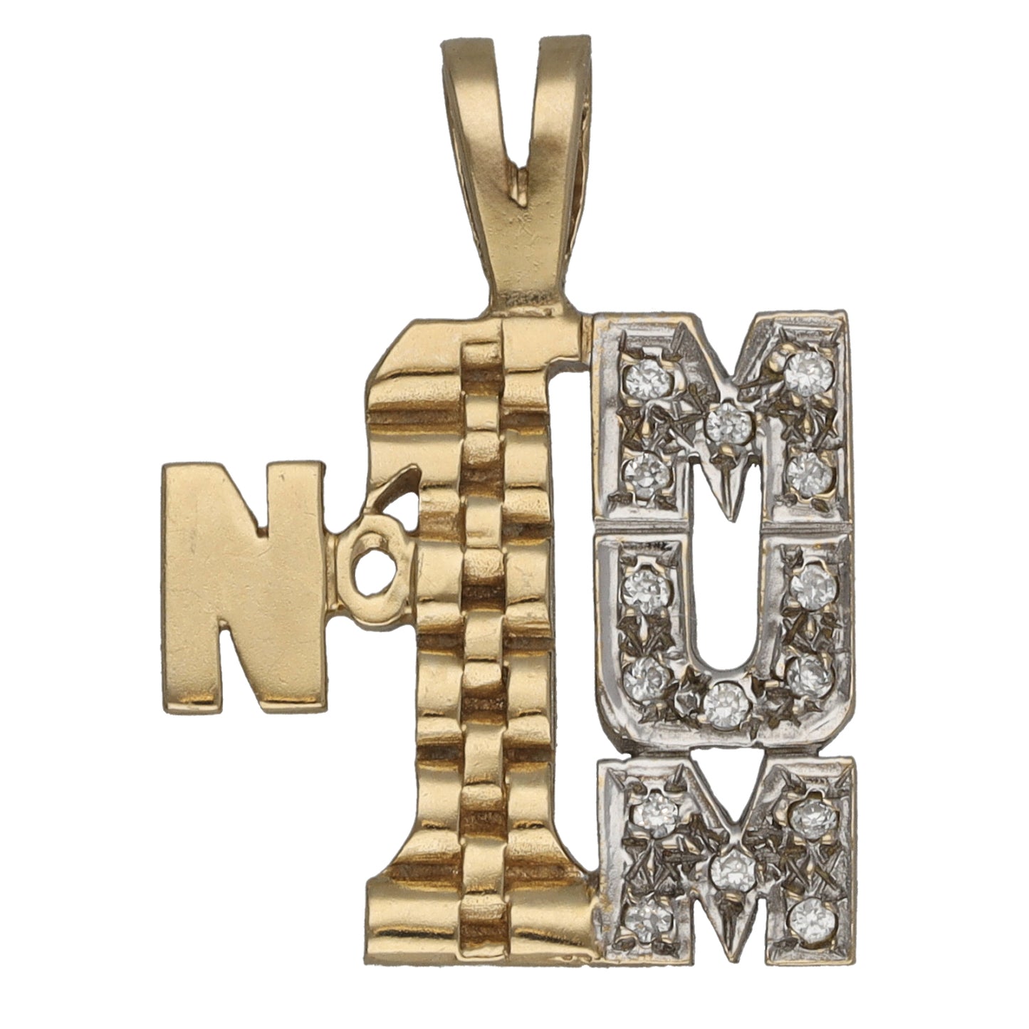9ct Gold Cubic Zirconia No1 Mum Pendant