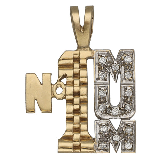 9ct Gold Cubic Zirconia No1 Mum Pendant