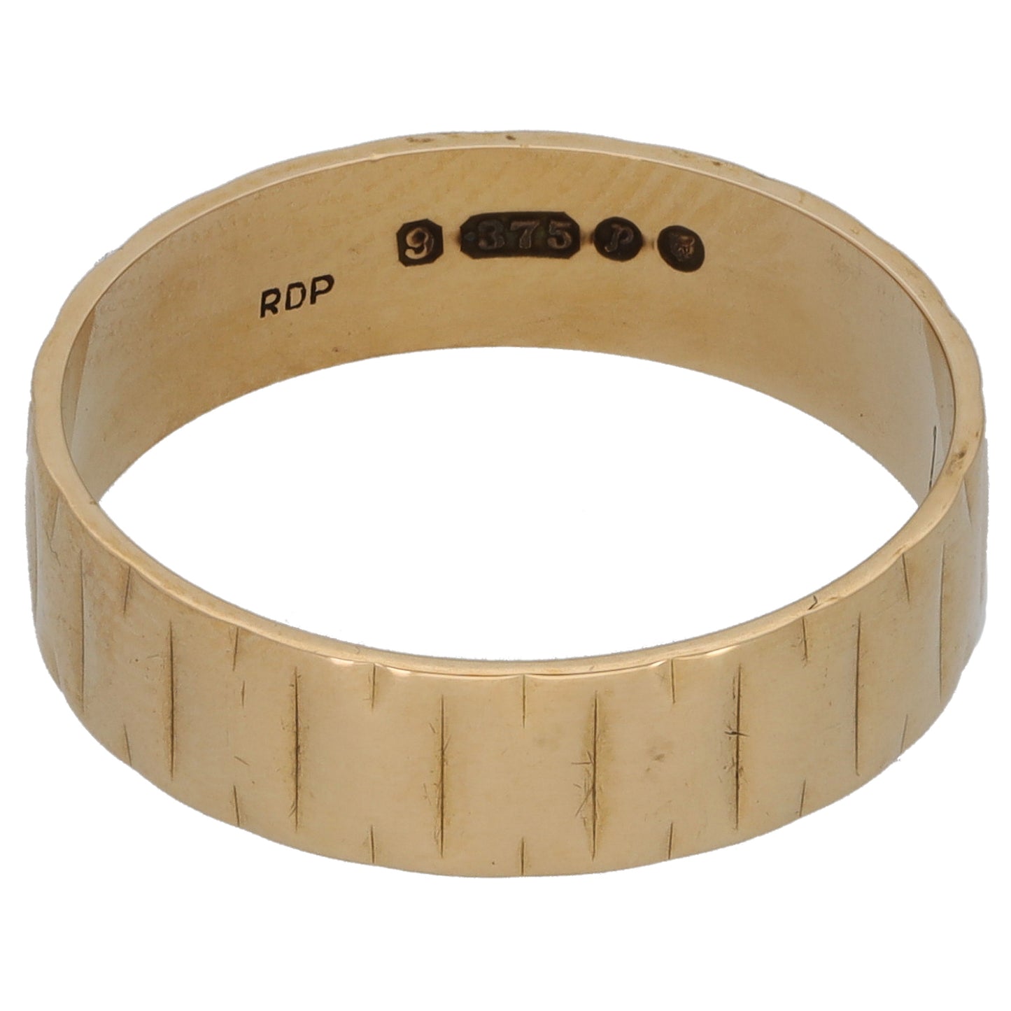 9ct Gold Patterned Wedding Ring Size O